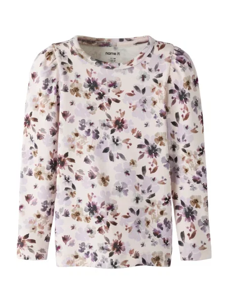 NAME IT Tricou crem / maro / mov liliachiu roz