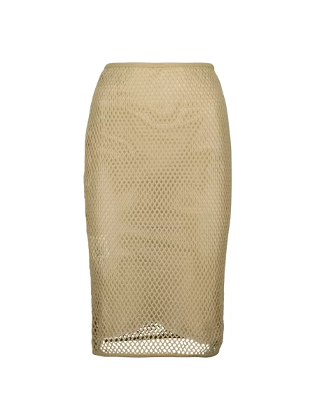 Spódnica midi Prada z siateczką do kolan beżowa