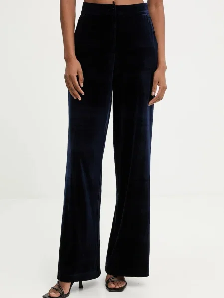 Answear.LAB pantaloni de catifea marin lat high waist albastru