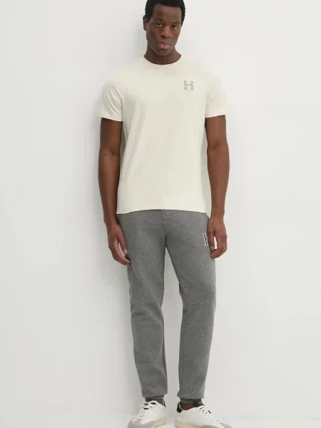 Футболка Hackett London с аппликацией бежевая