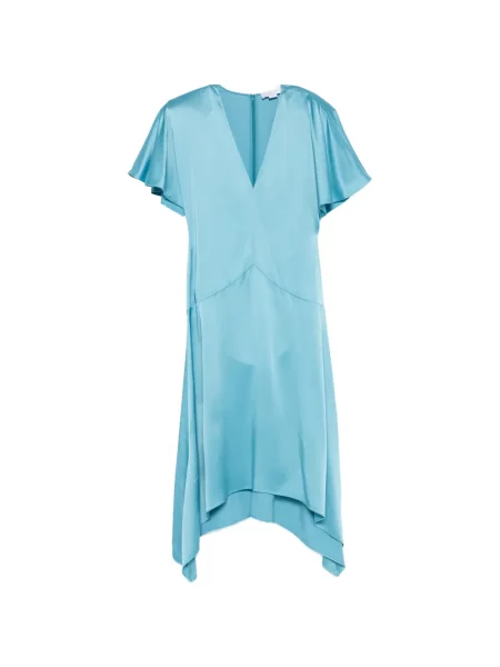 Rochie midi Stella Mccartney cu decolteu în V asimetrică albastru