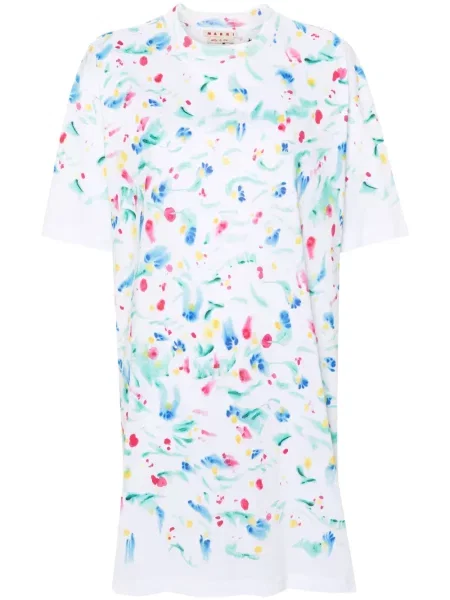 Sukienka koszulowa Marni z nadrukiem w abstrakcyjne wzory garniturowa biała