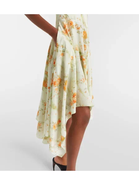 Rochie midi Mcqueen cu model floral asimetrică