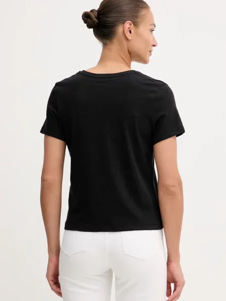 Tommy Hilfiger T-shirt z lnem czarna