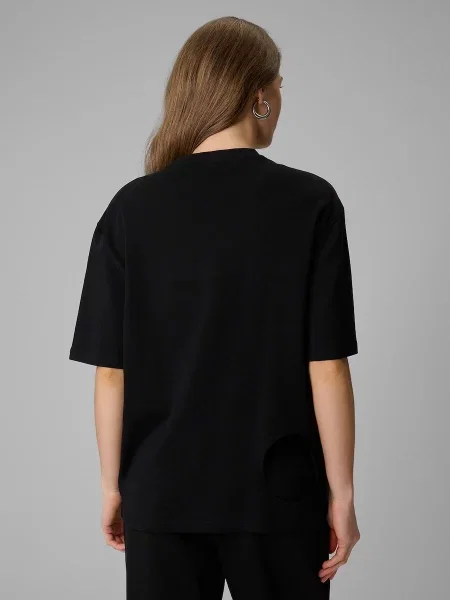 T-shirt loose z nadrukiem 4F czarna