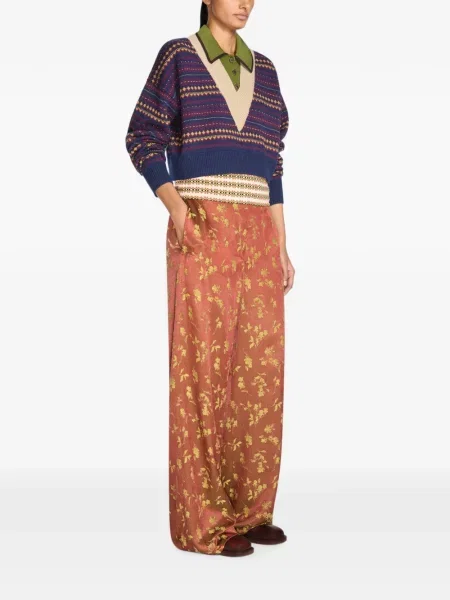 Pantaloni Dries Van Noten din jacard maro