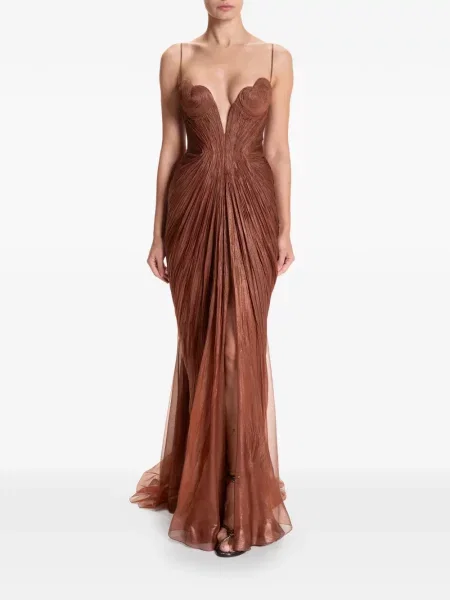 Rochie maxi Maria Lucia Hohan cu decolteu în V maro