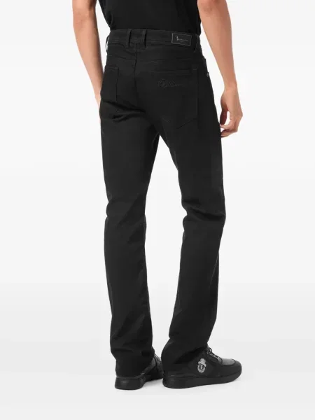 Blugi Billionaire cu broderie cu 5 buzunare negru