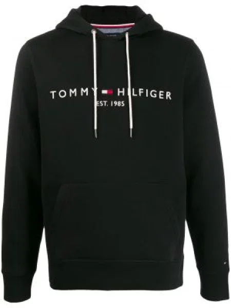 Hanorac cu glugă Tommy Hilfiger cu imagine negru