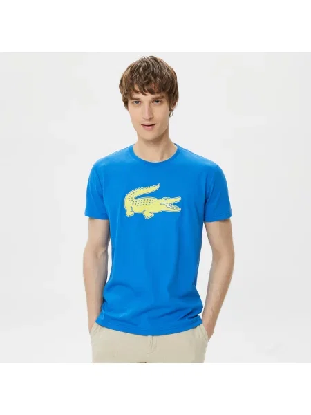 Lacoste Sport 3D Print Crocodile Breathable Jersey T-Shirt niebieski