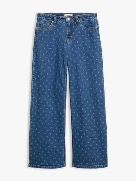 Jeansy wide leg mid waist niebieskie