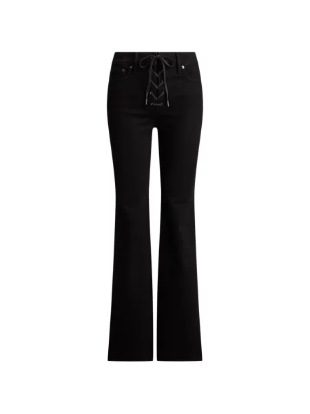 Blugi evazați Lauren Ralph Lauren cu șireturi din dantelă evazate negru