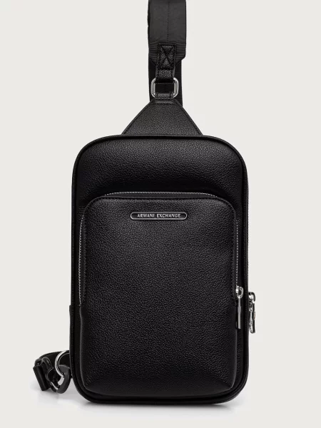 Armani Exchange geantă mică pentru bărbați cu imitație de piele negru
