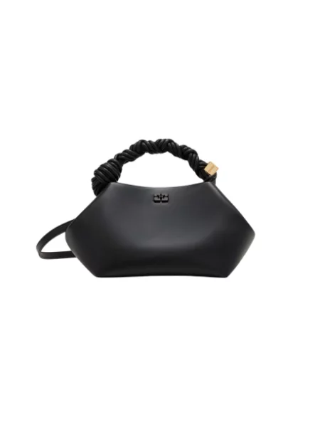 Torebka crossbody Ganni biznesowa z nadrukiem czarna