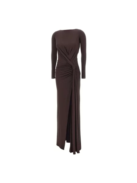 Sukienka wieczorowa Elisabetta Franchi drapowana brązowa