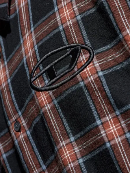 Cămașă Diesel cu broderie în carouri negru