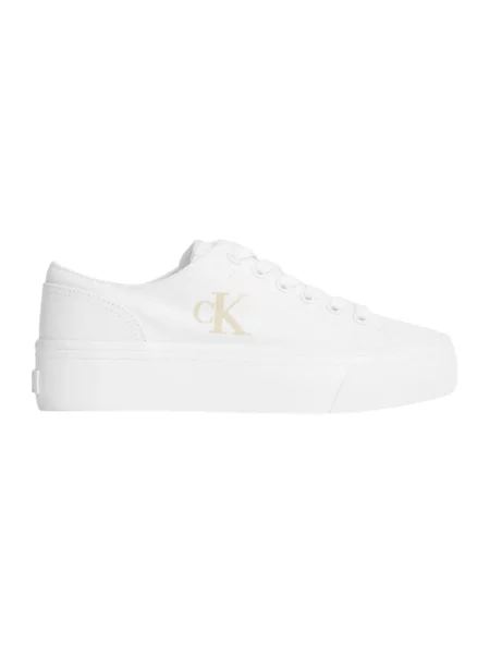 Sneakersy Calvin Klein Jeans sznurowane skórzane białe