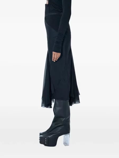 Fustă midi Rick Owens asimetrică negru