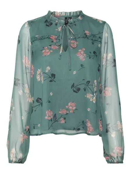VERO MODA Bluză VMMilla verde jad / roz / negru alb