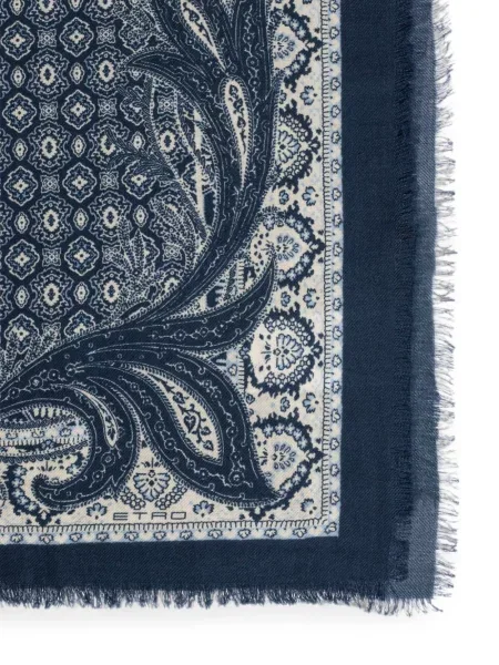 Fular Etro cu imagine cu model paisley albastru