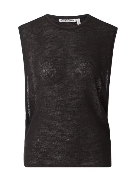 WEEKDAY Top brodat Sarah' negru