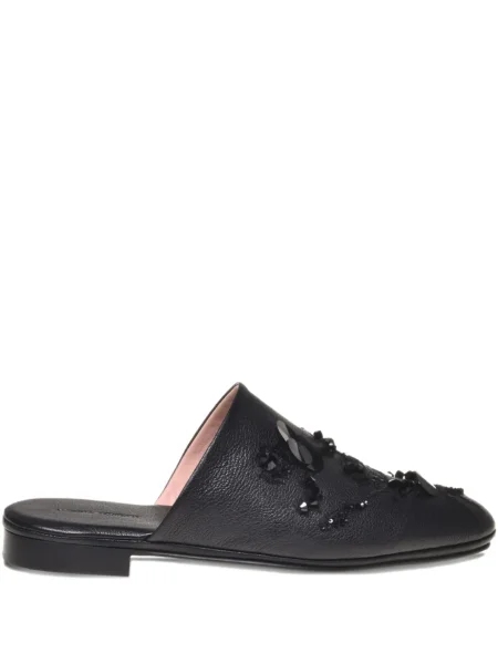 Mules Alberta Ferretti s flitry bez podpatku černé