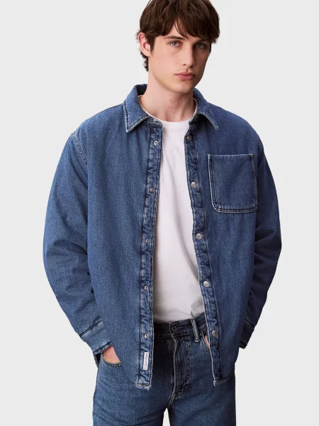 Стьобана сорочка Calvin Klein Jeans синя