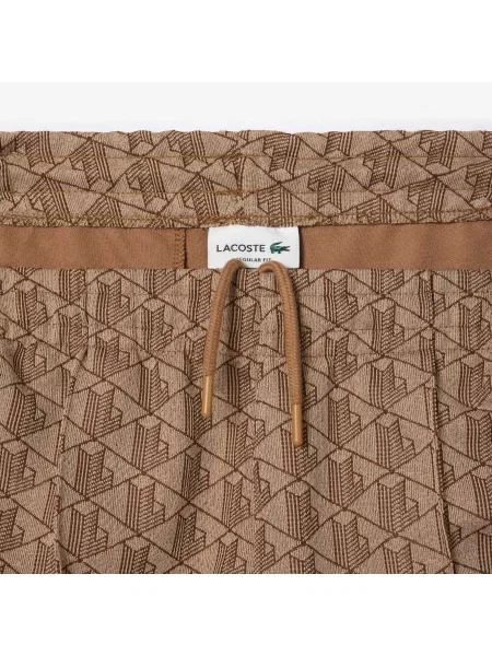 Lacoste Spodnie Dresowe Paris Monogram Jacquard brązowe