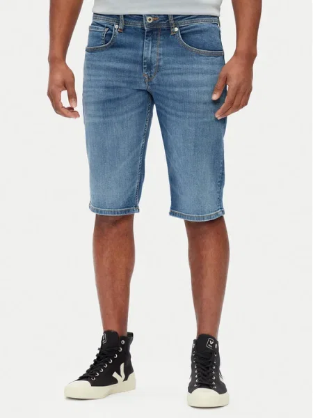 Дънков къс панталон Pepe Jeans STRAIGHT SHORT CASH синьо