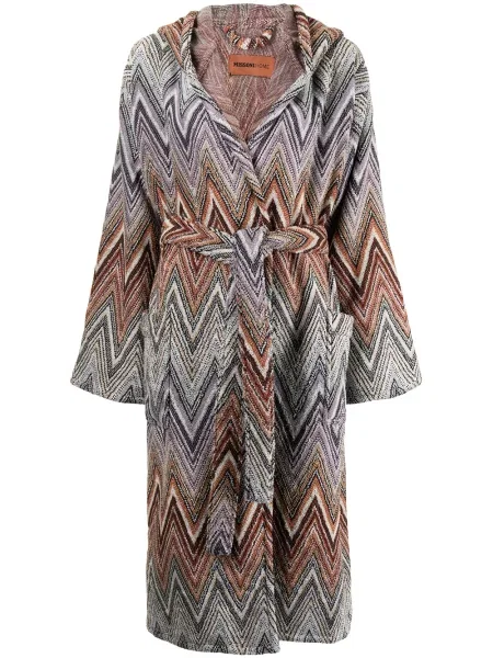 Szlafrok Missoni Home z kapturem niebieski