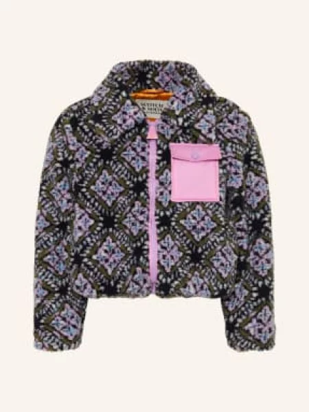 Scotch & Soda Bunda Z Medvídkové Kožešiny tmavě / světle fialová / olivová modrá