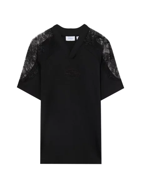 Fotbal rochie Off-white din dantelă alb