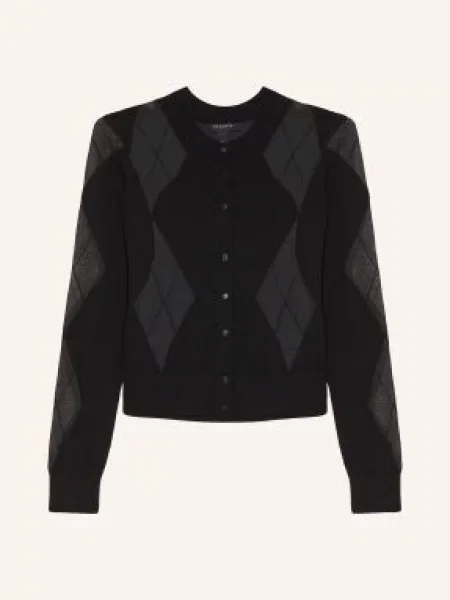 Allsaints Pletený Svetr Bern Z Kombinace Materiálů / šedá černá