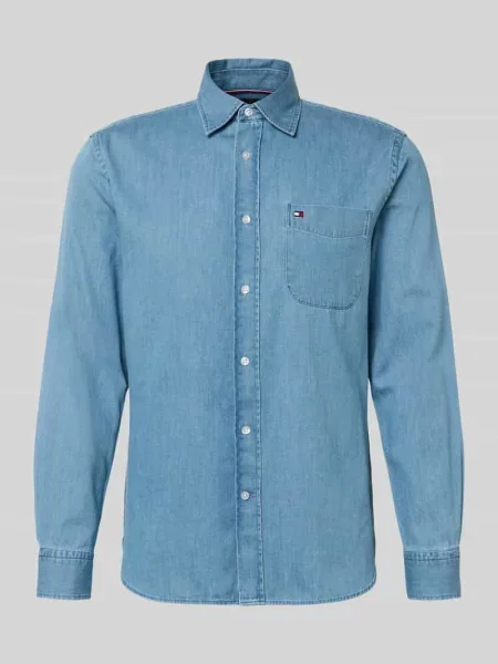 Koszula jeansowa o kroju regular fit z czystej bawełny Tommy Hilfiger niebieska