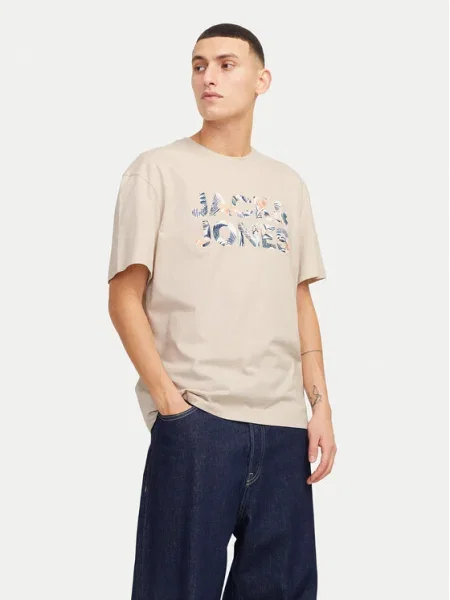 JACK & JONES Tričko JJEBRYAN námornícka modrá / tmavošedá / čierna / biela béžová