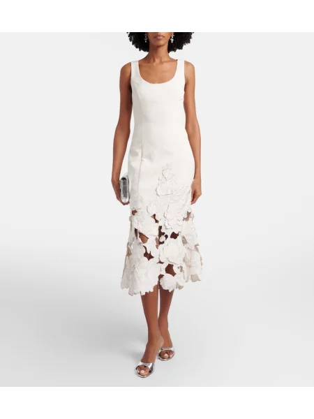 Rochie midi Leo Lin cu model floral de costum bej