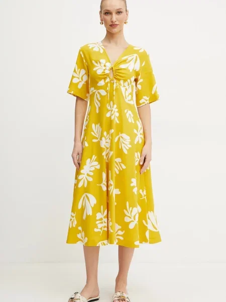 Marella rochie MOLISE midi evazati galben