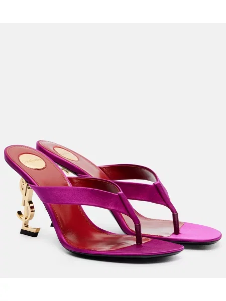Sandale Saint Laurent din satin violet