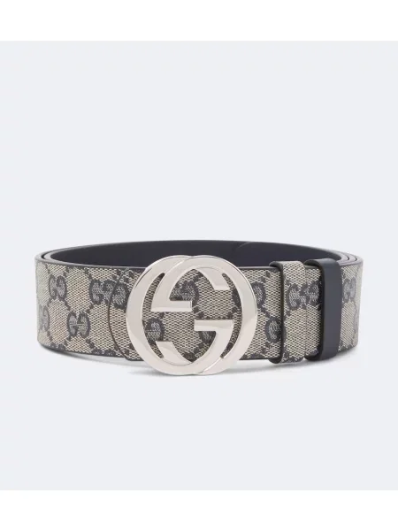 Cu centură reversibil curea Gucci din canvas albastru