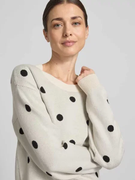 Sweter z dzianiny z Mieszanka Model Flow' Free/quent beżowy