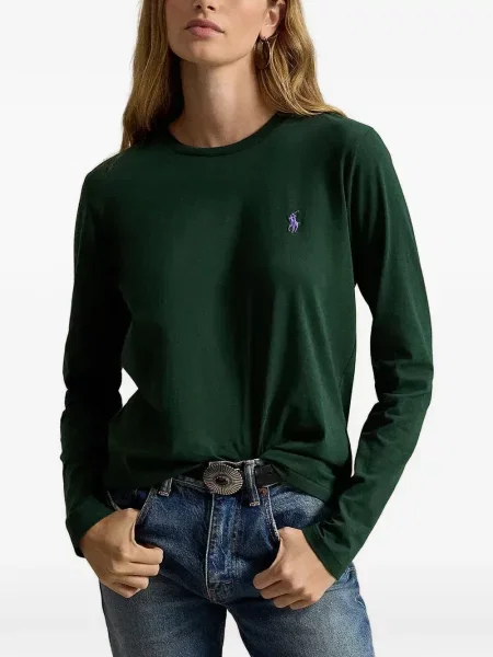 Klasična dugo polo majica Polo Ralph Lauren od jersey zelena