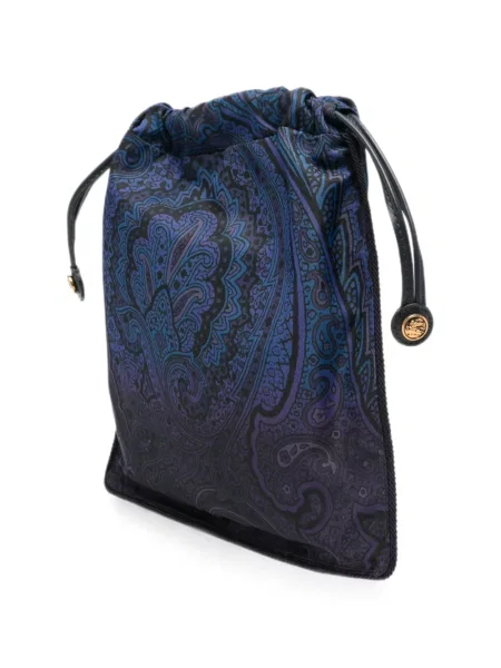Clutch torbica Etro s printom s paisley uzorkom s vezicama plava