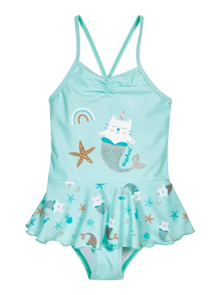 PLAYSHOES Costum de baie întreg Einhornmeerkatze albastru aqua alb