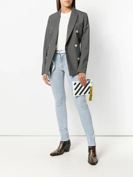 Слаб препасан дънки skinny fit Off-white бяло