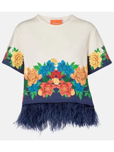 Koszulka La Doublej w kwiatki z dżerseju biała