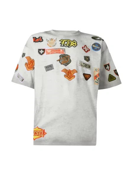 DIESEL Tricou galben / portocaliu / negru / natural alb