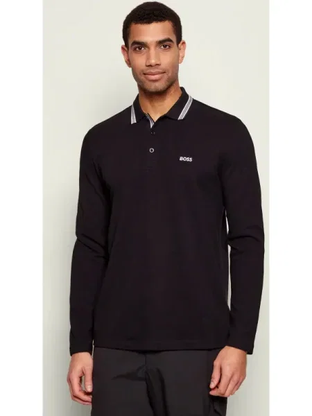 BOSS GREEN Polo Plisy | regular fit negru