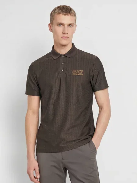 Emporio Armani Funkční Polokošile tmavě hnědá