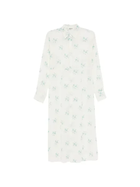 Rochie tip cămașă Auralee de mătase cu model floral cu imagine alb