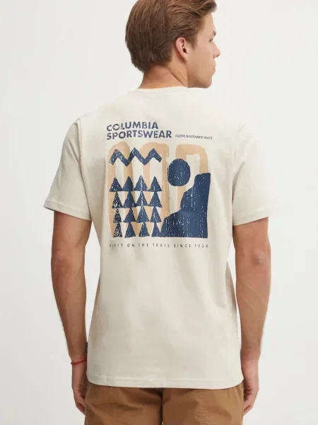 Тениска Columbia Explorers Canyon с принт бежово